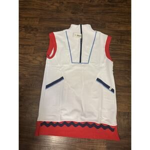Simply Southern Drew Sleeveless Dress White Red Blue Ribbed Beach Women’s M